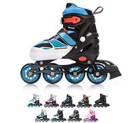 meteor Pattini in Linea Bambini Gioventù Dimensione Regolabile Rollerblades Cuscinetti ABEC-7 Ruote PU (S, ROX Blue)