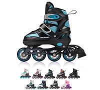 Meteor Pattini in Linea Bambini Gioventù Dimensione Regolabile Rollerblades Cuscinetti ABEC-7 Ruote PU (L, ROX Turquoise)