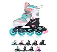 Meteor Pattini in Linea Bambini Gioventù Dimensione Regolabile Rollerblades Cuscinetti ABEC-7 Ruote PU (M, ROX Light Blue/Pink)