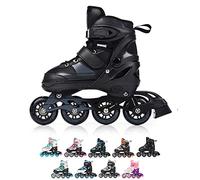 meteor Pattini in Linea Bambini Gioventù Dimensione Regolabile Rollerblades Cuscinetti ABEC-7 Ruote PU (S, ROX Black)