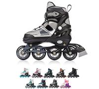 Meteor Pattini in Linea Bambini Gioventù Dimensione Regolabile Rollerblades Cuscinetti ABEC-7 Ruote PU (M, ROX Grey)