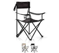 meteor Sedia Pieghevole Campeggio - Portatile Sedie - Spiaggia Picnic Giardino Pesca Escursionismo Barbecue Viaggi - Seza (56 x 65 x 80 cm, Black)