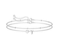 Meteorstarry Braccialetto in argento da donna, scintillante a doppio strato, in argento Sterling, con iniziale a forma di cuore, personalizzabile, impermeabile, regalo per ragazze adolescenti, 23 3/8