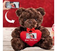MeterBear Orsacchiotto di peluche con cuore e fiocco come regalo di San Valentino Teddy Bear personalizzato per lei e lui, Orsetto per uomo e donna per San Valentino, Compleanno, Anniversario (20cm)