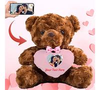 MeterBear Orsacchiotto di peluche con cuore e fiocco come regalo di San Valentino Teddy Bear personalizzato per lei e lui, Orsetto per uomo e donna per San Valentino, Compleanno, Anniversario (20cm)
