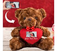 MeterBear Orsacchiotto di peluche con cuore e fiocco come regalo di San Valentino Teddy Bear personalizzato per lei e lui, Orsetto per uomo e donna per San Valentino, Compleanno, Anniversario (20cm)