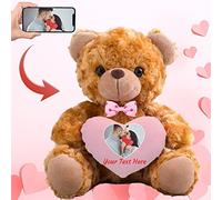 MeterBear Orsacchiotto di peluche con cuore e fiocco come regalo di San Valentino Teddy Bear personalizzato per lei e lui, Orsetto per uomo e donna per San Valentino, Compleanno, Anniversario (20cm)