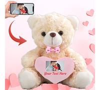 MeterBear Orsacchiotto di peluche con cuore e fiocco come regalo di San Valentino Teddy Bear personalizzato per lei e lui, Orsetto per uomo e donna per San Valentino, Compleanno, Anniversario (20cm)