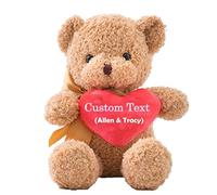 MeterBear Orsacchiotto di peluche personalizzato con foto e testo su cuore, Teddy Bear Orsetto di peluche con cuore come regalo di Mi dispiace per lei e lui per San Valentino, Compleanno (25cm)