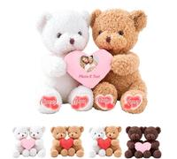 MeterBear Orsacchiotto Personalizzato Con Cuore Che Si Abbracciano Con Testo Foto, Hugging Bear Regalo Di San Valentino Personalizzato Per Lui E Per Lei 2 Pezzi Ideale Per Anniversario Nozze, 35cm