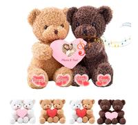 MeterBear Orsacchiotto Personalizzato Con Cuore Che Si Abbracciano Con Testo Foto, Hugging Bear Regalo Di San Valentino Personalizzato Per Lui E Per Lei 2 Pezzi Ideale Per Anniversario Nozze, 35cm