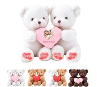 MeterBear Orsacchiotto Personalizzato Con Cuore Che Si Abbracciano Con Testo Foto, Hugging Bear Regalo Di San Valentino Personalizzato Per Lui E Per Lei 2 Pezzi Ideale Per Anniversario Nozze, 25cm
