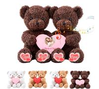 MeterBear Orsacchiotto Personalizzato Con Cuore Che Si Abbracciano Con Testo Foto, Hugging Bear Regalo Di San Valentino Personalizzato Per Lui E Per Lei 2 Pezzi Ideale Per Anniversario Nozze, 35cm