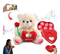 MeterBear Orsetto di peluche personalizzato con cuore per lui e lei, orsacchiotto con foto e testo, Teddy Bear regali personalizzati, orsacchiotto di San Valentino come regalo personalizzato (20cm)