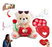 MeterBear Orsetto di peluche personalizzato con cuore per lui e lei, orsacchiotto con foto e testo, Teddy Bear regali personalizzati, orsacchiotto di San Valentino come regalo personalizzato (20cm)