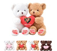 MeterBear Orso Di Peluche Personalizzato Con Cuore Che Si Abbracciano Testo E Foto 2 Pezzi, Hugging Teddy Bear Regalo Personalizzato Per San Valentino Per Lui Lei Perfetto Per Ricorrenza, 25cm