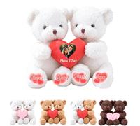 MeterBear Orso Di Peluche Personalizzato Con Cuore Che Si Abbracciano Testo E Foto 2 Pezzi, Hugging Teddy Bear Regalo Personalizzato Per San Valentino Per Lui Lei Perfetto Per Ricorrenza, 25cm