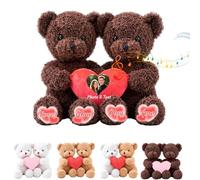 MeterBear Orso Di Peluche Personalizzato Con Cuore Che Si Abbracciano Testo E Foto 2 Pezzi, Hugging Teddy Bear Regalo Personalizzato Per San Valentino Per Lui Lei Perfetto Per Ricorrenza, 35cm