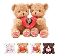 MeterBear Orso Di Peluche Personalizzato Con Cuore Che Si Abbracciano Testo E Foto 2 Pezzi, Hugging Teddy Bear Regalo Personalizzato Per San Valentino Per Lui Lei Perfetto Per Ricorrenza, 35cm