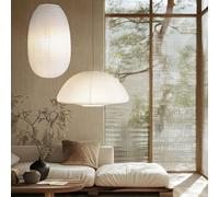 METHEDEECO Lampadario Carta Di Riso Grande Bianco 46cm+50cm 2 Pezzi Semisferico Ed Ellittico, Lanterna Cinese, Adatto Per Decorazioni Per Interni, Decorazione Per La Casa