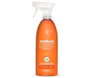 method Detergente da cucina spray, potente detergente multiuso per cucina, rimuove grasso e sporco, fresco profumo di clementina, ideale per l'uso quotidiano, 1 x 828 ml