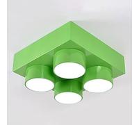 Metllic Childrens LED Flush Mount Fixture Building Block Plyroom Plafoniera Moderna Cretive Soffitto Lmp Pendnt Illuminazione per La Camera dei Bambini Camera da Letto per Bambini Kind, Green