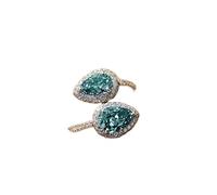 Metmejiao Splendido anello nuziale con cristallo di zirconia cubica, per donne e ragazze, con pietra preziosa a goccia verde, regolabile, fascia aperta, per compleanno, cocktail party, comodo da