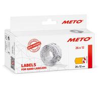 Meto Etichette per etichettatrice (26x12 mm, 1 riga, 6.000 pezzi, arancione fluo, permanenti, per Meto, Contact, Sato, Avery, Tovel, Samark, ecc.)