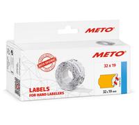 Meto Etichette per etichettatrice (32x19 mm, 2 linee, 5.000 pezzi, arancione fluo, permanenti, per Meto, Contact, Sato, Avery, Tovel, Samark, ecc.)