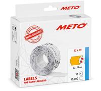 Meto Etichette per prezzatrici (32x19 mm, 2 linee, 10.000 pezzi,arancione fluo, adesivo permanente, per Meto, Contact, Sato, Avery, Tovel, Samark, ecc.)