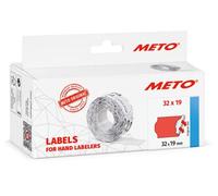 Meto Etichette per prezzatrici (32x19 mm, 2 linee, rosso fluo, 5.000 pezzi, permanente, per Meto, Contact, Sato, Avery, Tovel, Samark, ecc.)