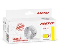 Meto Etichette per prezzo (22 x 12 mm, 1 riga, 6.000 pezzi, giallo fluoro, permanenti, per Meto, Contact, Sato, Avery, Tovel, Samark, ecc.)