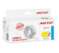 Meto Etichette per prezzo (32 x 19 mm, 2 righe, 5.000 pezzi, giallo fluoro, permanenti, per Meto, Contact, Sato, Avery, Tovel, Samark, ecc.)