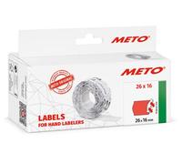 Meto Etichette prezzatrice (26x16 mm, rosso fluo, 2 linee, 6000 pezzi, permanente, per Meto, Contact, Sato, ecc.)