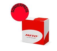 Meto Original 30001911 - Etichette adesive, prezzo speciale, in pratico dispenser (50 mm, rotonde, rosso fluo, permanenti, 750 etichette in rotolo