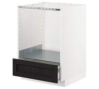 METOD/MAXIMERA Mobile base per forno con cassetto, bianco/Lerhyttan tinto nero, 60x60 cm