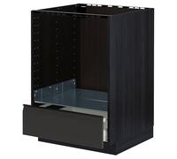 METOD/MAXIMERA Mobile base per forno con cassetto, nero/Upplöv antracite opaco, 60x60 cm
