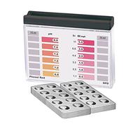 Metodo di test per acqua, cloro pH, con 100 compresse di prova, 50 x rosso fenolo e 50 DPD1, visualizzazione di 12 diversi valori di misurazione