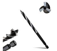 METOTY Punta per trapano a coclea extra lunga, 6 mm x 155 mm, gambo esagonale da 6,35 mm per legno con cambio rapido, design a 3 frese con doppio scanalatura per una rapida rimozione del truciolo