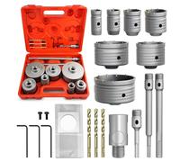 METOTY Set di 22 punte per sega a tazza cava, 30/40/50/68/82/100/110 mm, con adattatore SDS Plus & Max, per muratura, mattoni, cemento, pietra concrete