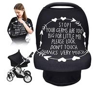 Metplus No Touch Sign Car Seat Cover for Babies, Mom Nursing Covers Breastfeeding Scarf, Multi Use Infant Carseat Canopy for Newborn Carrier/Stroller/Shopping Cart for Boy Girl，Black
