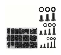metric bolt kit, 232 pezzi M6 M8 M10 piccola vite a testa esagonale, bullone e dado, kit di combinazione guarnizione di bloccaggio piatta, grado 8. Acciaio legato, bue nero,for diy