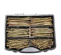 metric bolt kit, M5, set di 220 viti for legno a testa piatta, zincate gialle, autofilettanti, svasate, completamente filettate, adatte for cartongesso/cartongesso,for diy