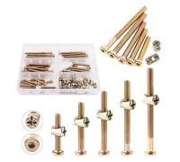 metric bolt kit, Set da 50 viti a testa esagonale zincate M6 x 40/50/60/70/80 mm, bulloni for mobili e culle con kit di assortimento di dadi a barilotto,for diy