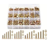 metric bolt kit, Set da 923 pezzi di bulloni e dadi metrici di grado 8.8 zincati gialli, inclusa testa esagonale for impieghi gravosi nelle misure M4/M5/,for diy