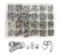 metric bolt kit, Set di 880 bulloni e dadi esagonali in acciaio inossidabile - Resistenti, misure M2/M3/M4/M5, include rondella piatta, for un fissaggio sicuro/fai da te,for diy