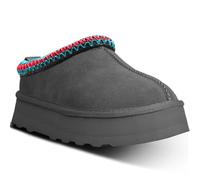 metricfalcon Mini stivali da donna con plateau, pantofole da donna, pantofole da interni, senza lacci, foderate in pile in pile, stivaletti corti in pelle scamosciata, taglia 40, colore grigio