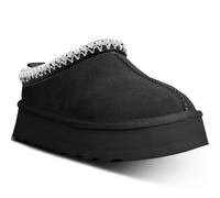 metricfalcon Mini stivali da donna con plateau, pantofole da donna, pantofole da interno, senza lacci, foderate in pile, scamosciate, stivaletti corti, nero, 38.5 EU