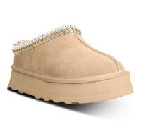 metricfalcon Mini stivali da donna con plateau, pantofole da donna, pantofole da interno, senza lacci, foderate in pile, scamosciate, stivaletti corti, Beige, 35.5 EU