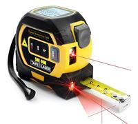 Metro a nastro laser 3 in 1 con display LCD e laser a linee incrociate, strumento di misurazione laser digitale con funzione di calcolo, scala fino a 40 m, metro a nastro da 4,6 m (giallo)